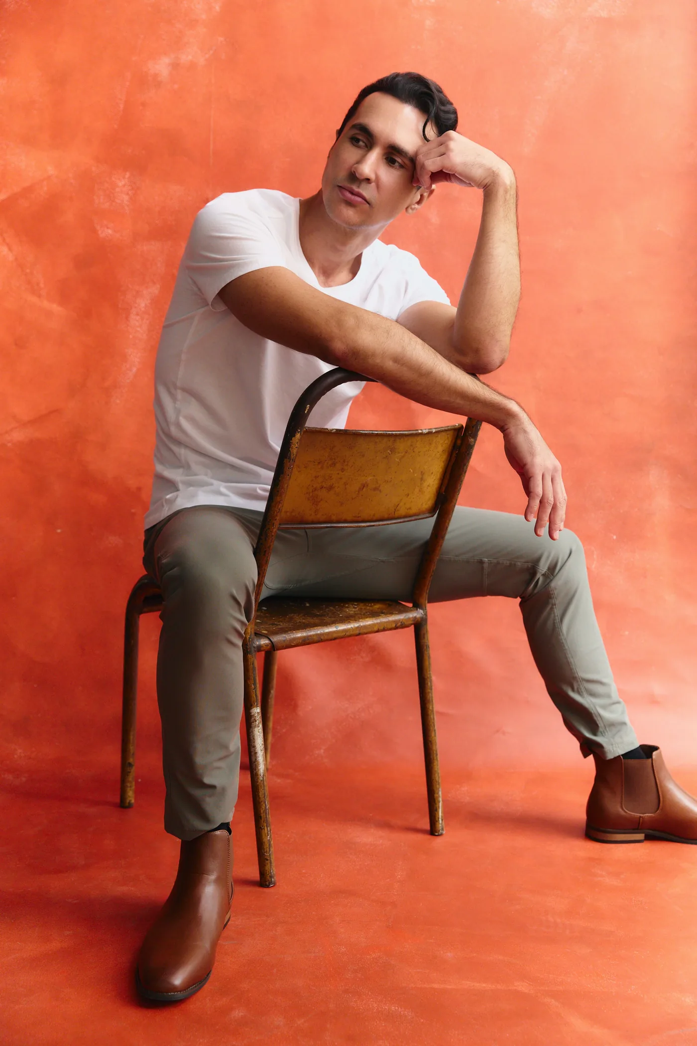 Clifton Tee in chalk heavyweight cotton